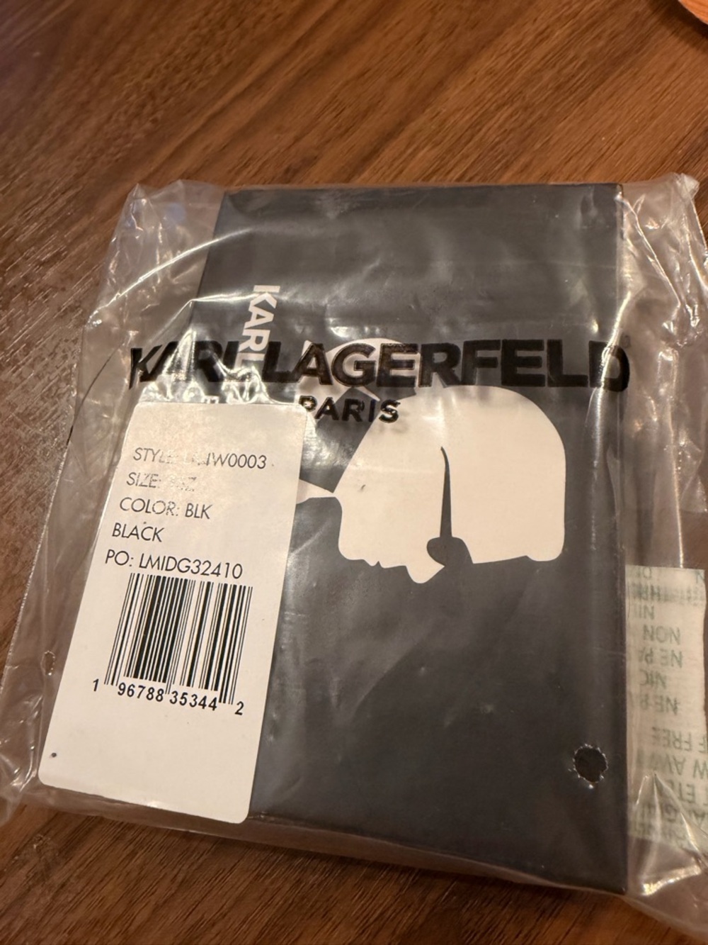 Karl Lagerfeld Paris Black Leather Card Holder Wallet – New w/ Box